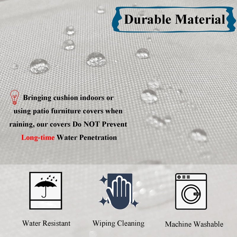 FLYMEI Patio Cushion Covers  Water Resistant Outdoor Cushion Cover Replacement  Patio Sofa Cushion Covers Only Outdoor Couch Cushion Covers  18"" X 18"" X 2""  4 Covers  Grey - Image 2